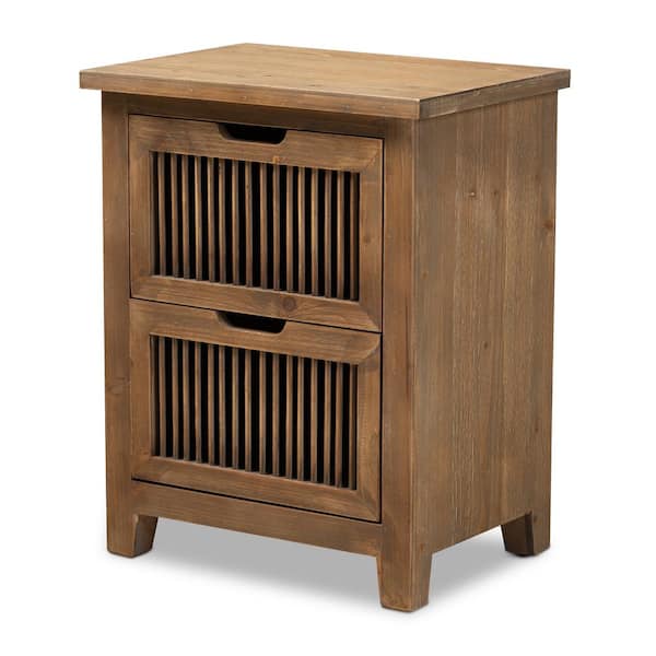 Baxton Studio Clement Brown Nightstand 24.02 in. H X 18.9 in. W X