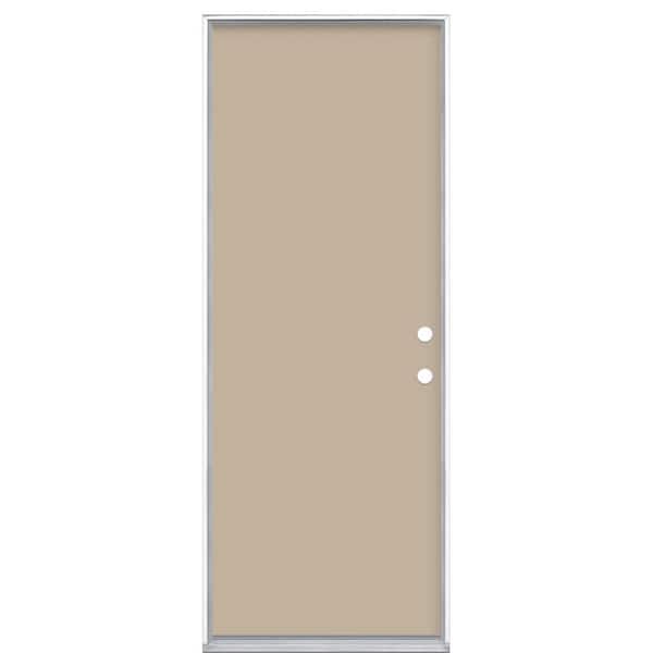 Masonite 30 in. x 80 in. Flush Left Hand Inswing Canyon View Painted Steel Prehung Front Exterior Door No Brickmold