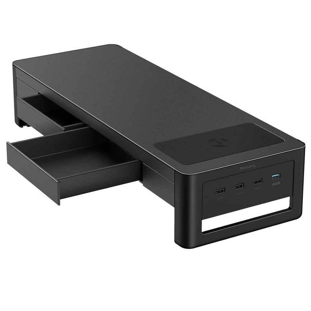 Etokfoks Large 3 In 1 Monitor Stand Riser with 2 Drawers, 1 Wireless