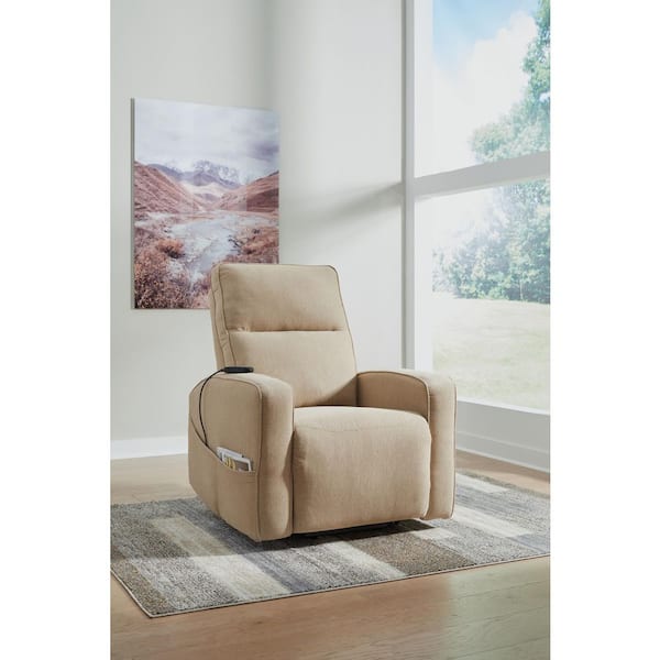 Starganza Brown Polyester Standard (No Motion) Recliner with Power Lift, Storage & Remote Control