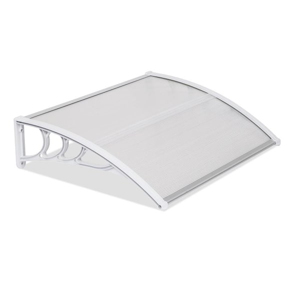 Winado 31.5 in. White Bracket Door and Window Fixed Awning in Clear