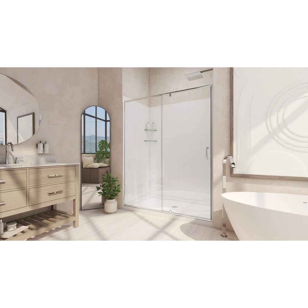 Flex Chrome Semi-Frameless Shower Door with Acrylic Wall Kit