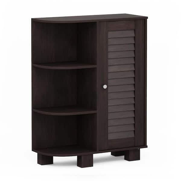 Furinno Indo Espresso Storage Shelf with Louver Door Cabinet