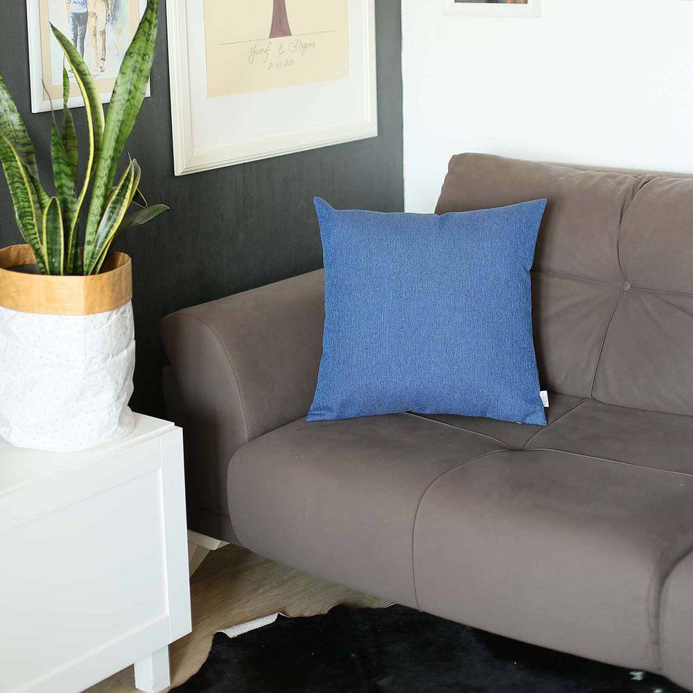 Boho-Chic Blue Jacquard 18" x 18" Throw Pillow Cover