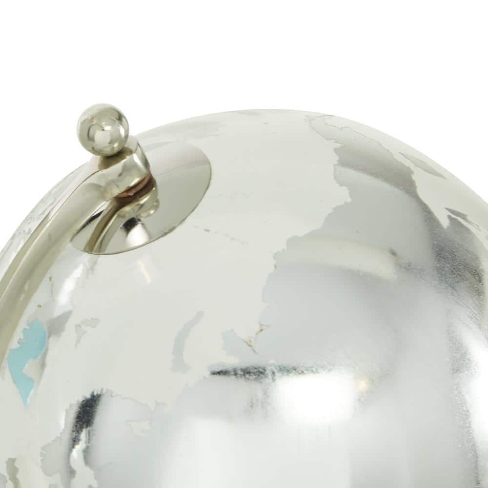 Elegant Silver Abstract Globe with Marble Base 8" x 13"
