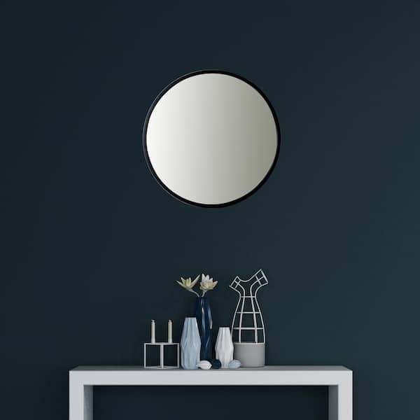 Medium Round Black Modern Mirror (24 in. H x 24 in. W)
