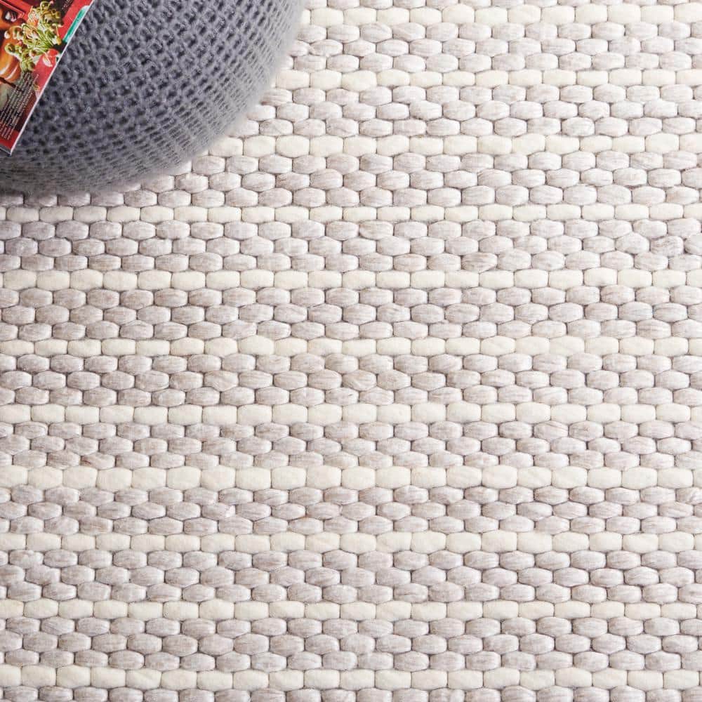 Ivory and Beige Flat Woven Wool Area Rug, 8' x 10'