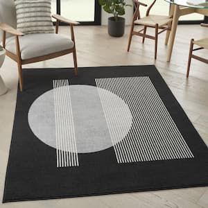 Modern Passion Blk/Grey 4 ft. x 6 ft. Geometric Contemporary Area Rug