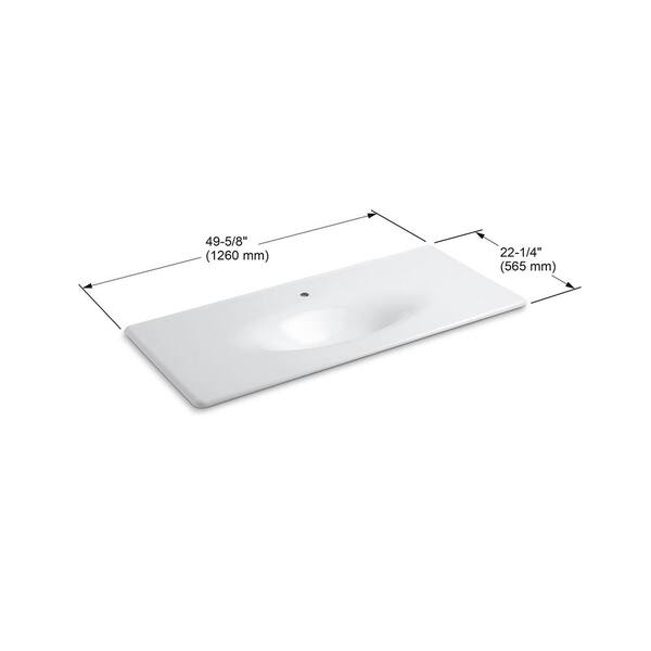 Ceramic Impressions 49 in. Vanity Top with Basin in White Impressions