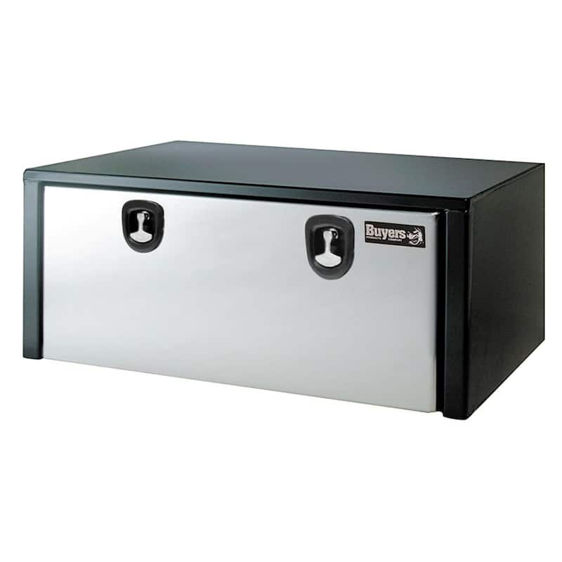 18 in. x 18 in. x 48 in. Gloss Black Steel Underbody Truck Tool Box with Stainless Steel Door