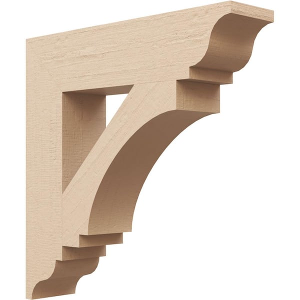 Ekena Millwork 3.5 in. x 16 in. x 16 in. Imperial Traditional Rough Cedar Woodgrain Timberthane Polyurethane Bracket, Primed Tan