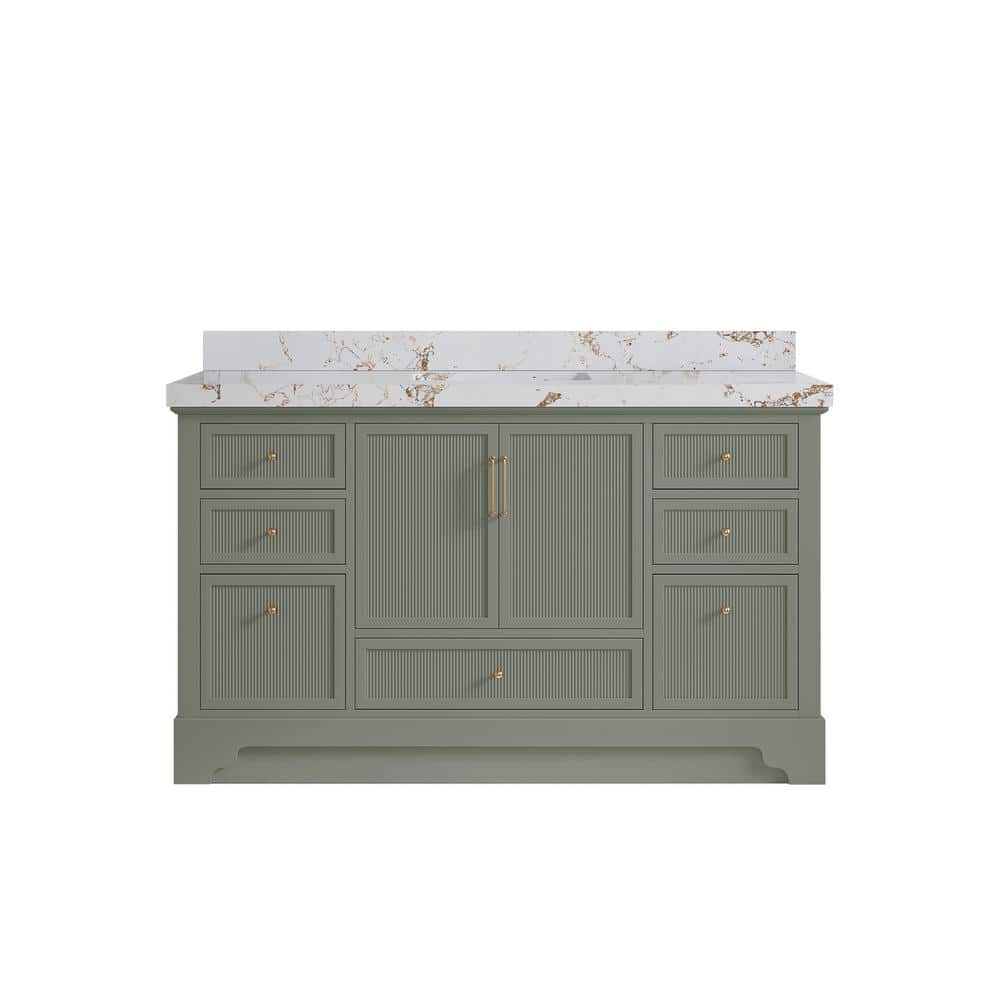 Willow Collections Alys 60 in. W x 22 in. D x 36 in. H Single Sink Bath