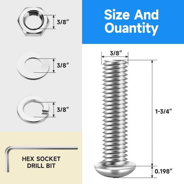3/8 in.-16 x 1-3/4 in. Hex Button Head Stainless Steel Socket Cap Screw (20-Pack)