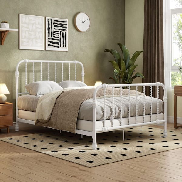 Furniture of America Duffy White Metal Frame Full Panel Bed EC
