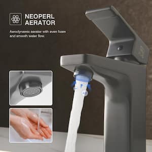 Amber Single Hole Single-Handle Bathroom Faucet in Metal Gray