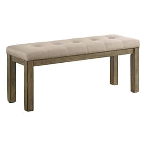 48 in. Brown and Beige Backless Bedroom Bench with Tufted seat