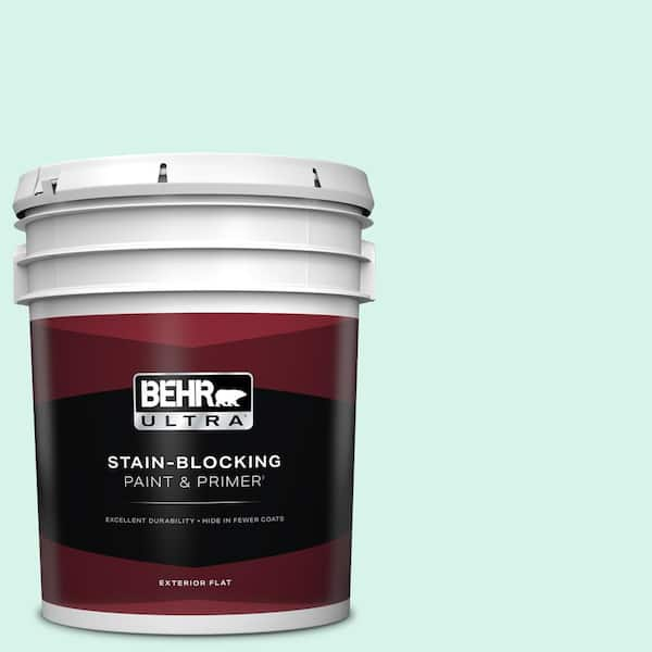 BEHR ULTRA 5 gal. #480A-1 Minted Ice Flat Exterior Paint & Primer