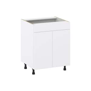 Fairhope Bright White Slab Assembled Sink Base Kitchen Cabinet with a False Front (27 in. W X 34.5 in. H X 24 in. D)