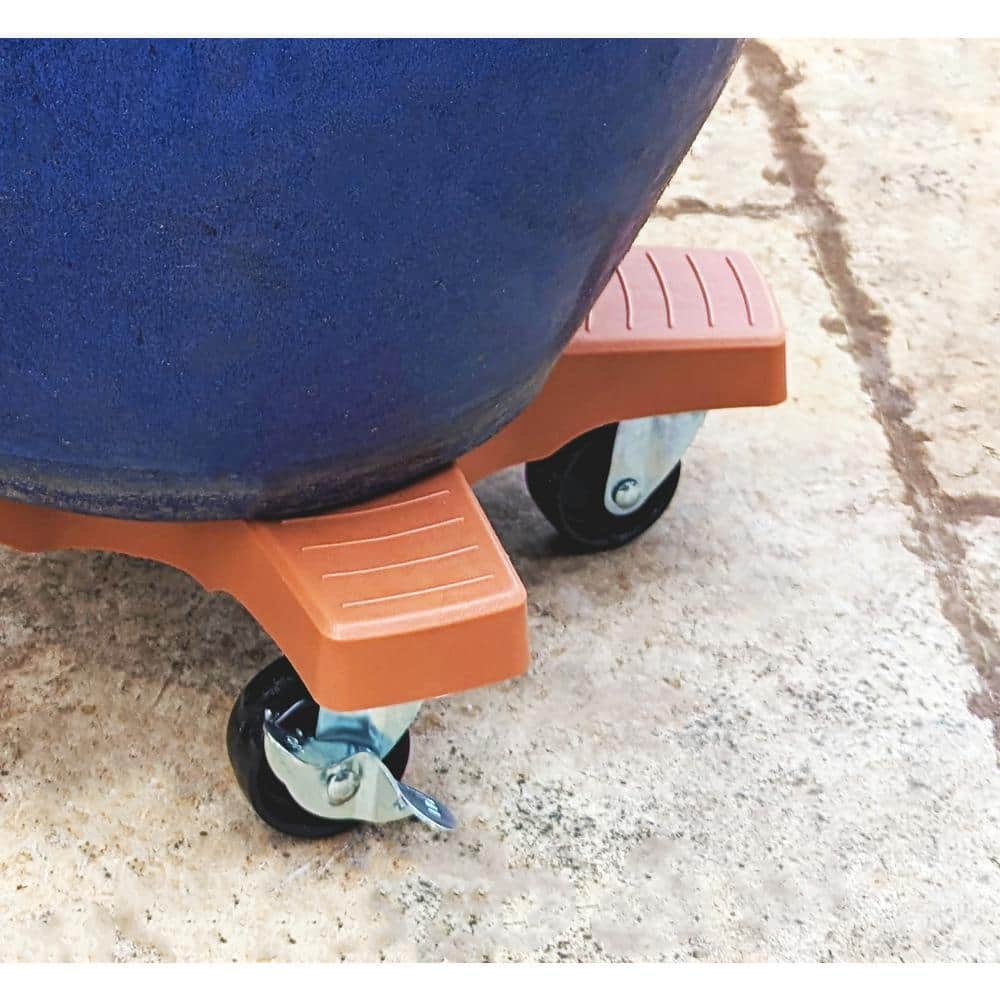 Terracotta Hexagon UV Resistant Plastic Plant Caddy with Wheels