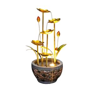 20.8 in. Tall Outdoor 5-Tier Outdoor Metal Water Fountain with Acoustic and Optical Accents