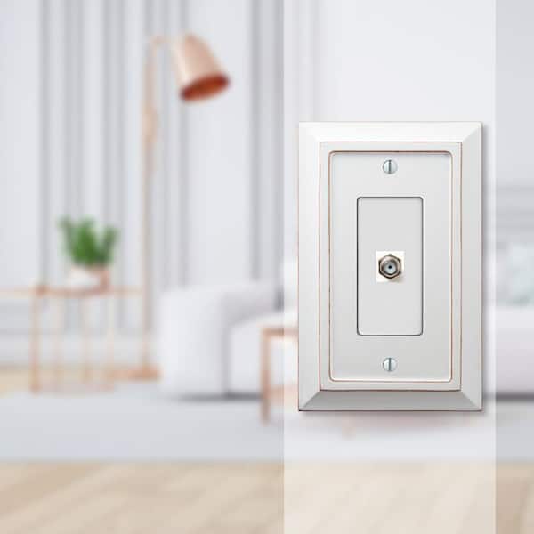Savannah 1 Gang Coax Wood Wall Plate - White