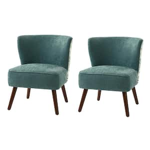 Timon Modern Variety Fabric Pattern Wingback Side Chair with Solid Wood Legs Set of 2-Teal