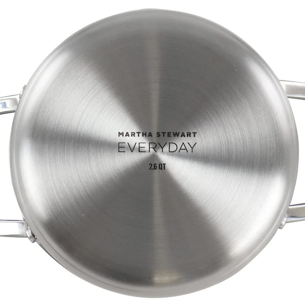 Martha Stewart Everyday Silverberry 2-Quart Matte Silver Stainless Steel  Sauce Pan with Lid 