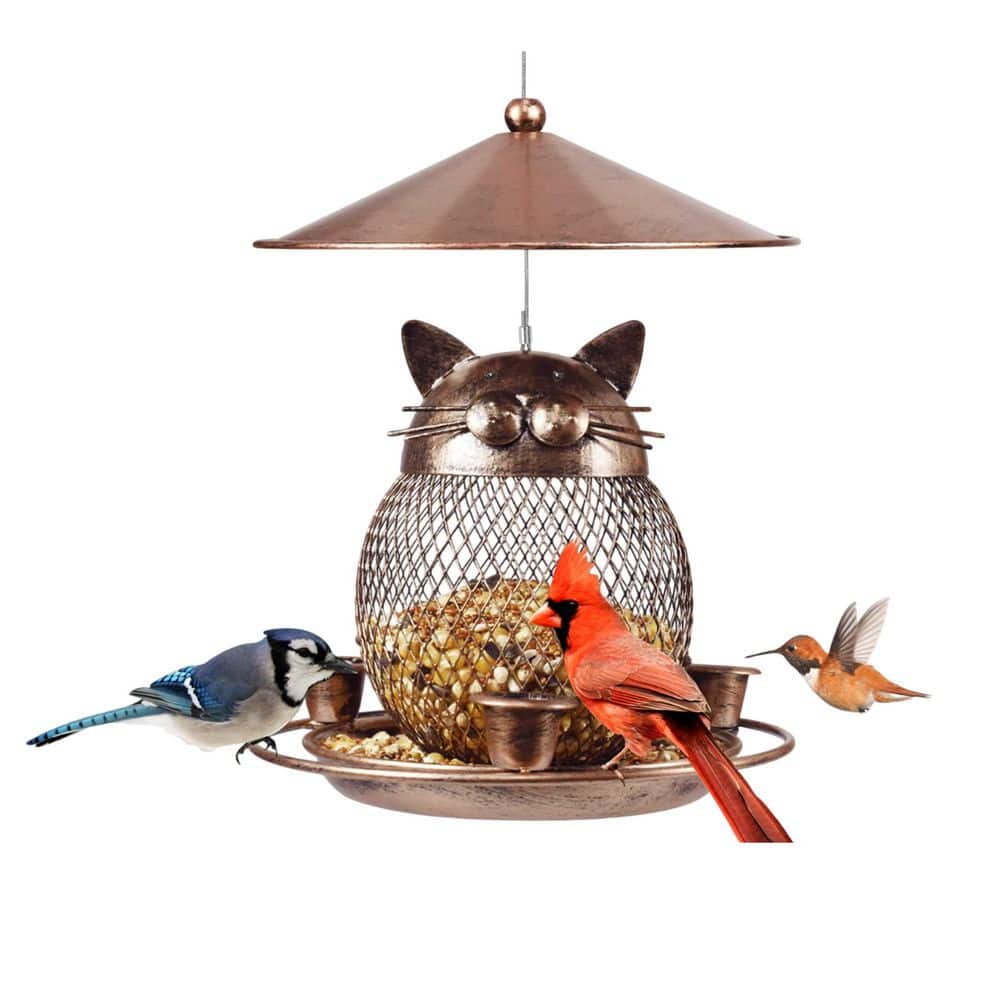 Bronze Finish Metal Hanging Squirrel Proof Wild Bird Feeder for Outdoor Garden Yard with Cat Shape 1-Pack price history on PriceWatchPro