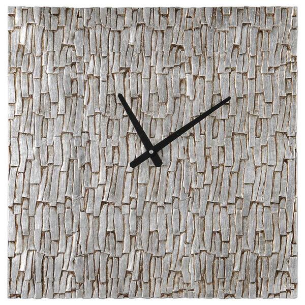 Filament Design Luna 20 in. x 20 in. Silver Leaf Textured Wall Clock