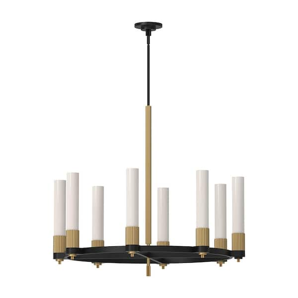 ALORA MOOD Rue 38 in. 8 Light 60-Watt Matte Black/Brushed Gold ...