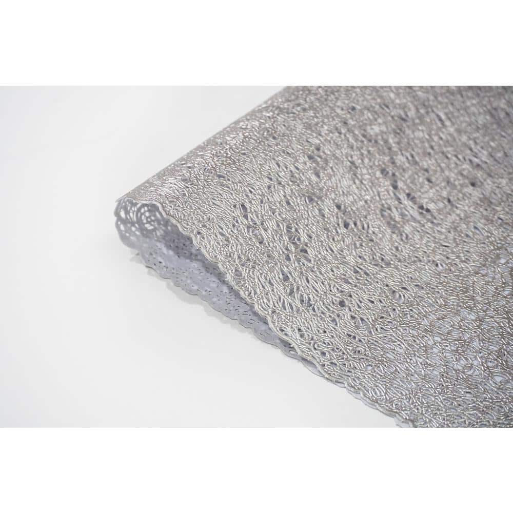 Silver Metallic Vinyl Rectangle Placemats Set of 4