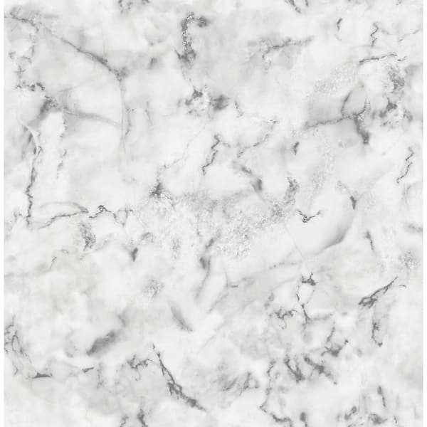 Brewster Notting Hill Light Grey Marble Strippable Roll (Covers 56.4 sq. ft.)
