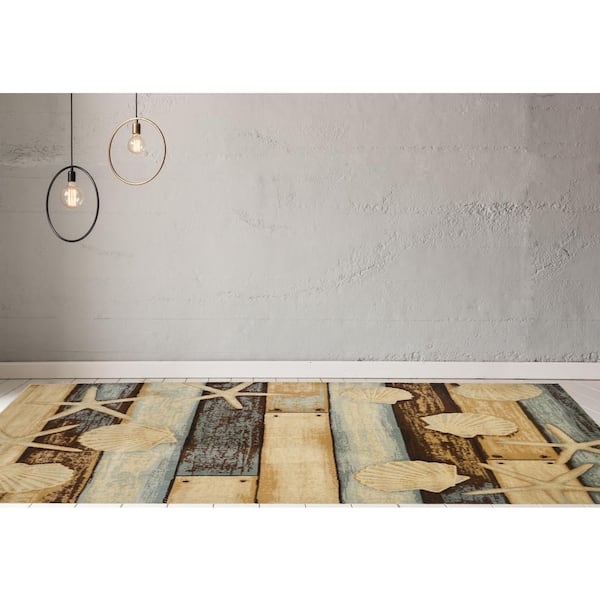 American Destination Multi-Color Sea Life Multi Coastal 5 ft. x 8 ft. Area Rug