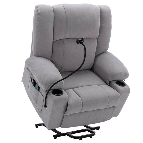 HOMCOM Power Lift Chair for Elderly, PU Leather Recliner Sofa Chair with  Footrest, Remote Control, Side Pockets and Cup Holders, Black