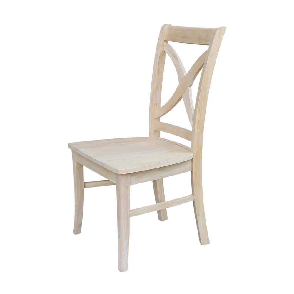 Set of 2 Unfinished Wood Cross Back Dining Chairs