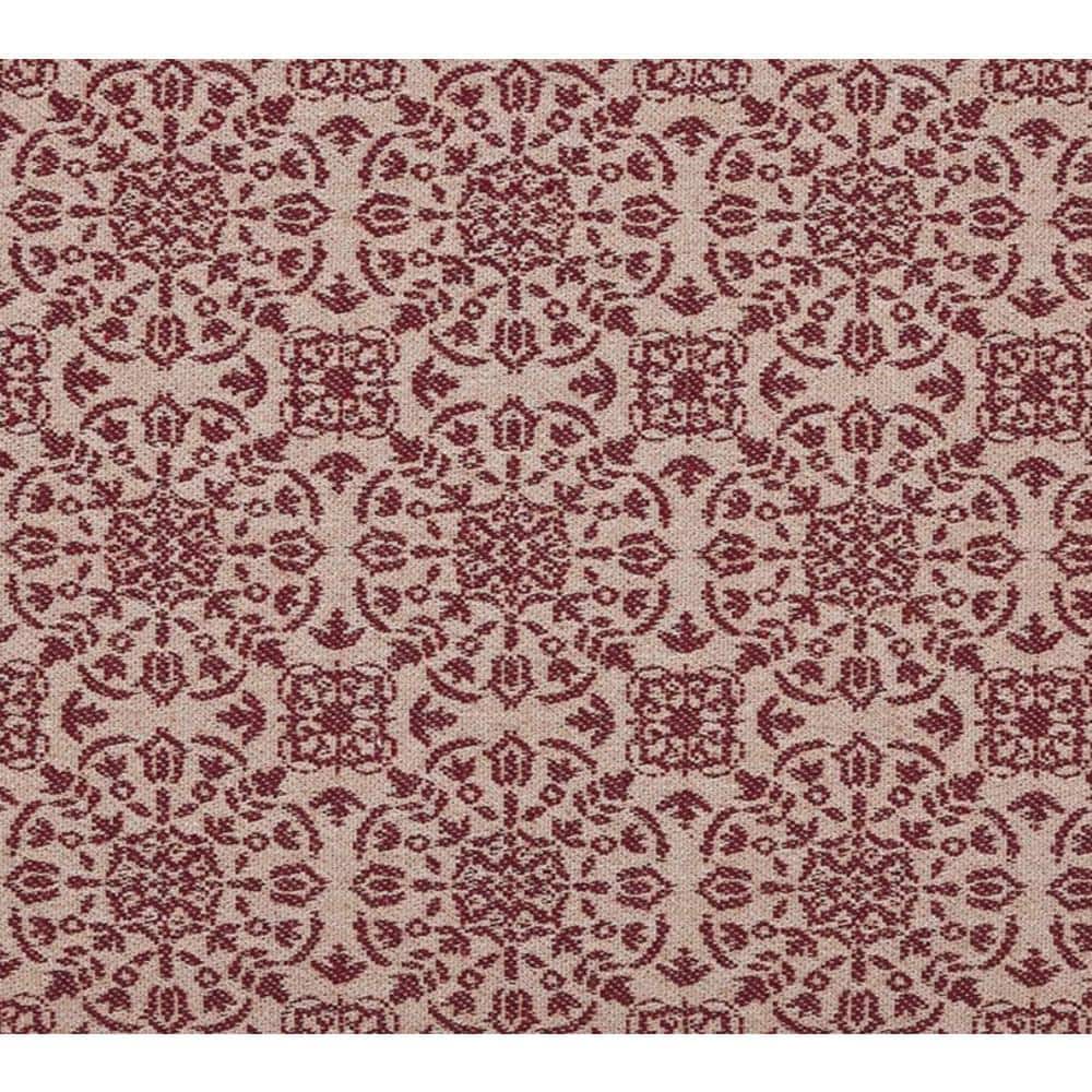 Burgundy Tan Jacquard Cotton Placemats Set of 2, 13x19