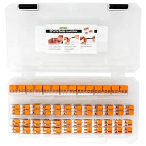 32 Amp 450-Volt Clamp Solid Grounding Plug - Compact Splicing Wire Connector Assortment with Case in Brown