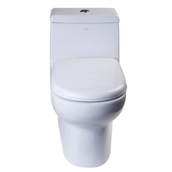 EAGO 1-Piece 0.8/1.28 GPF Dual Flush Elongated Toilet in White 