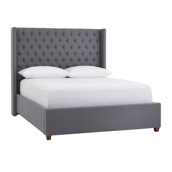 Home Decorators Collection Hillcott Charcoal Gray Upholstered King Bed with Tufted Back and Wingback Detail (85 in W. X 61.8 in H.)