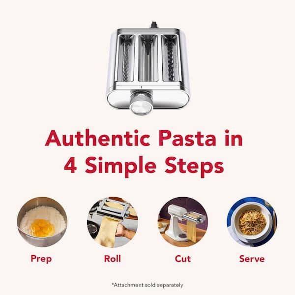 KitchenAid Stainless Steel 3-in-1 Pasta Attachment for Stand Mixer ...