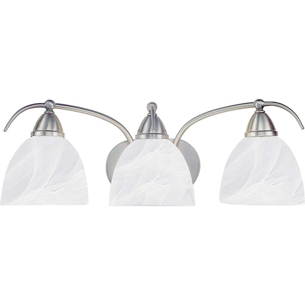 3-Light Indoor Brushed Nickel Bath or Vanity Light Wall Mount or Wall Sconce with Alabaster Glass Bell Shades price history on PriceWatchPro