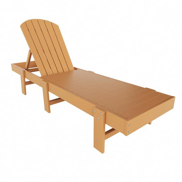 Altura Teak HDPE Plastic Outdoor Adjustable Backrest Classic Adirondack Chaise Lounger