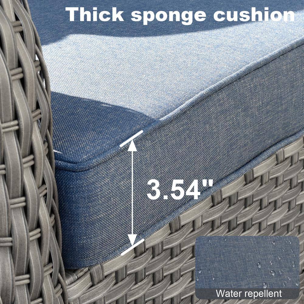 Orlando 8-Piece Denim Blue Cushioned Wicker Patio Sofa Set
