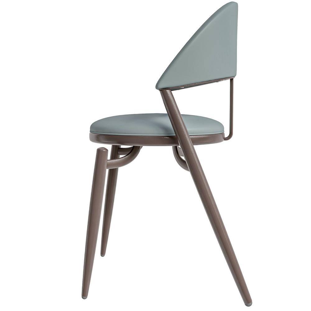 Venice Light Grey Leather Upholstered Side Chair with Metal Legs