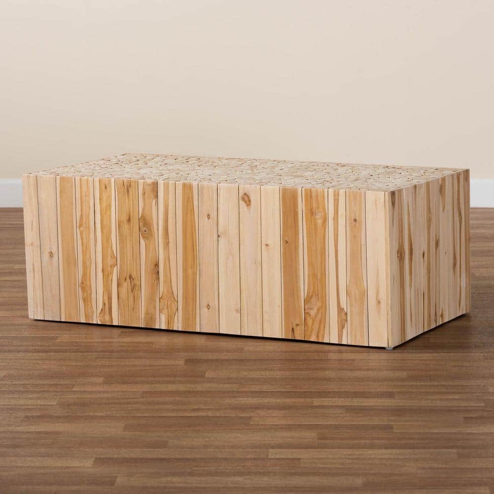 Grayson Natural Teak Wood Coffee Table with Repurposed Logs
