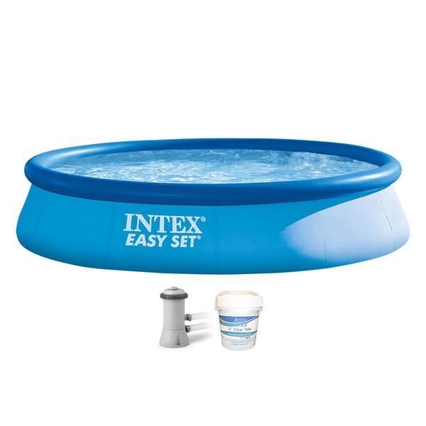 Intex 13 ft. x 33 in. Round Swimming Pool with Filter Pump and 3 in. Chlorine Tabs