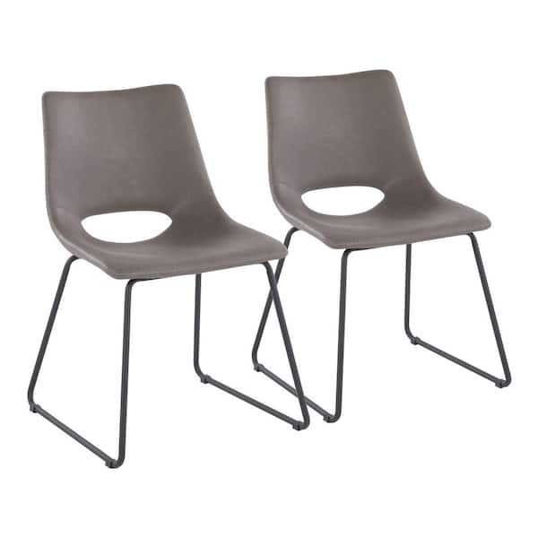 Lumisource Robbi Grey Faux Leather and Black Steel Side Chair (Set of 2)