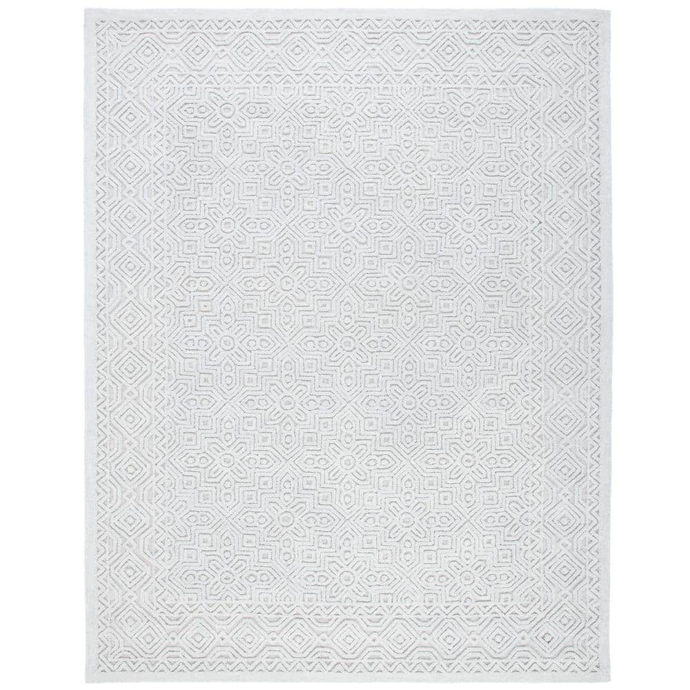 Textural Silver 9 ft. x 12 ft. Solid Color Geometric Area Rug price history on PriceWatchPro