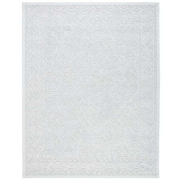 Textural Silver 9 ft. x 12 ft. Solid Color Geometric Area Rug