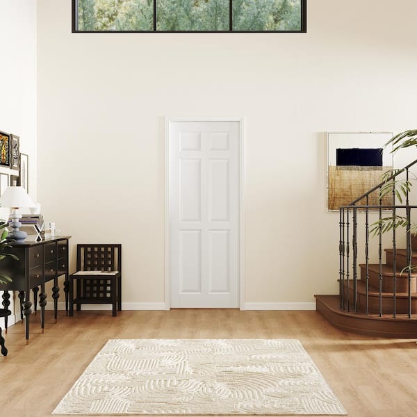 24 in. x 80 in. White Primed 6-Panel Wood Pocket Door with Soft Close, Frame and Full Accessories, Hollow Core